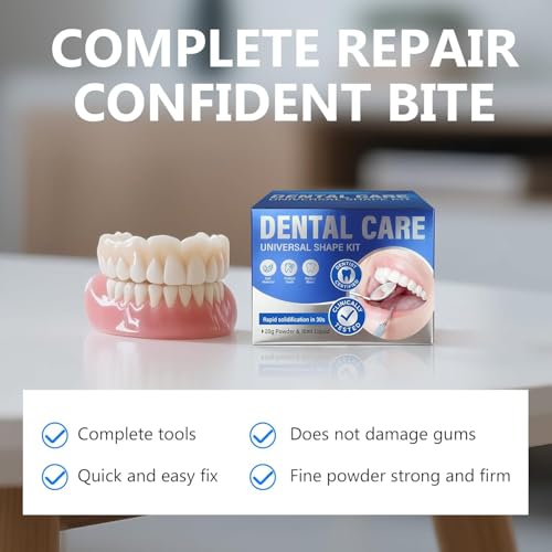 Tooth Filling Repair Kit, Temporary Tooth Repair Kit for Missing and Broken Teeth, with 4 Precision Tools, Natural Shade Emergency Smile Fix for Gaps and Chipped Molars