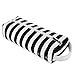 JEMIA Single Compartments Collection 1 Independent Zipper Chambers with Handle Strap Carrying Case (Black White Stripes, Canvas, Medium)