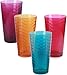 Circleware Pulse Set of 4-17 oz Tall Ice Tea Drinking Glasses, Aqua Fuchsia, Orange, Purple, Glassware for Water, Juice, Beer Beverage, 4pc, Colors