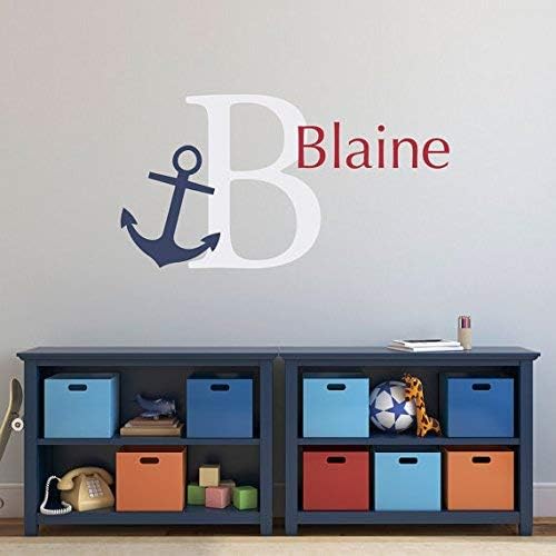 ymot101 Anchor Initial Name Wall Decal Set - Nautical Wall Decal - Preppy Wall Art