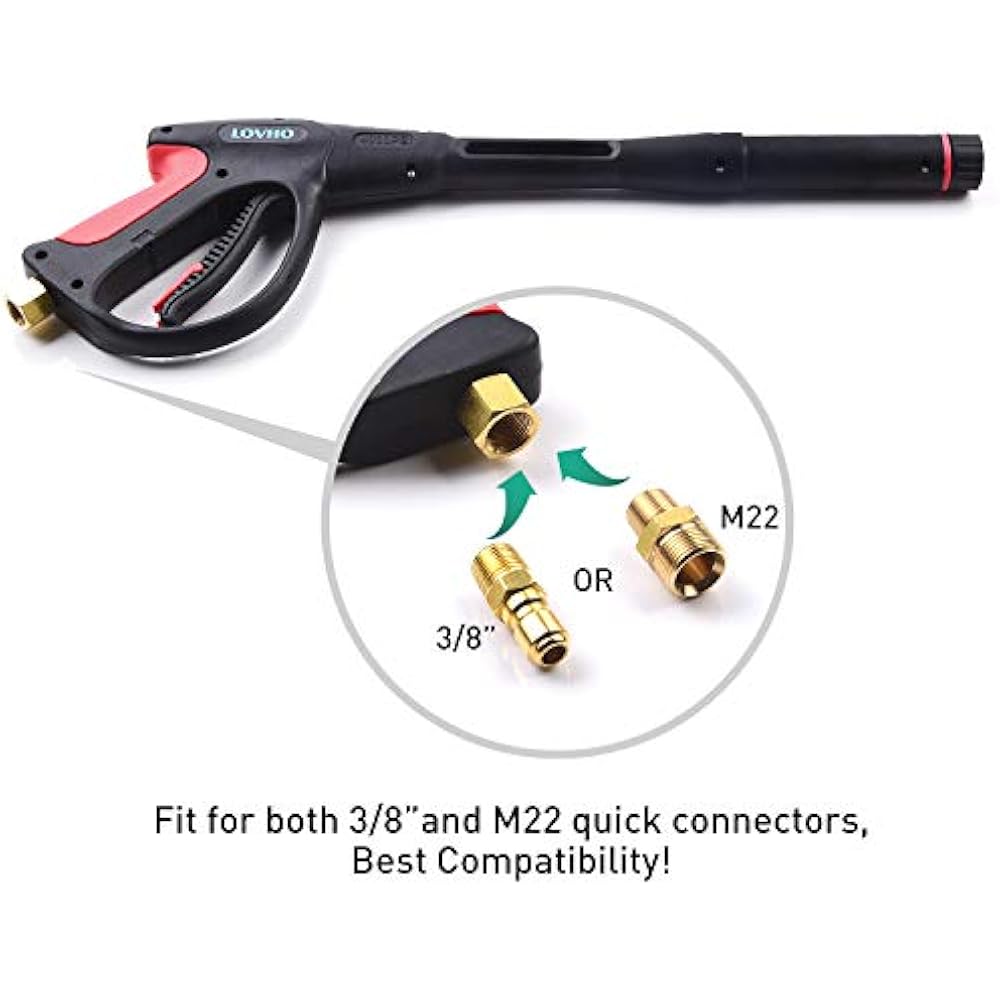 Pressure Washer Gun, 4000 PSI 19" Extension Wand + Connect Nozzles&1