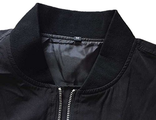 MCCKLE Men`s Zip Hip Hop Varsity Baseball Bomber Jacket Black X Large - Thumbnail 3