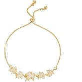 Dainty Maple Leaf Bracelet for Women Elegant Crystal Cubic Zirconia Autumn Leaves Trendy Statement Charm Bracelets Fall Theme Accessories Wedding Party Thanksgiving Dating Prom Jewelry for Her