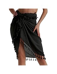 Bañador para dama de lino y algodón, falda corta con borlas