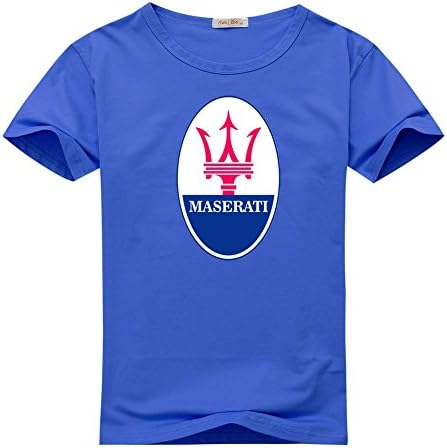 MASERATI logo For Men's Printed Short Sleeve Tee Tshirt Large Blue
