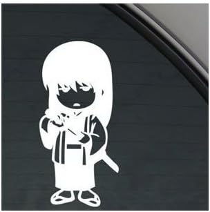 GINTAMA JAPANESE ANIME WHITE COLOR LAPTOP DIE CUT WALL CAR DECORATION HELMET AUTO CAR BIKE VINYL ADHESIVE VINYL ART WALL ART DECAL