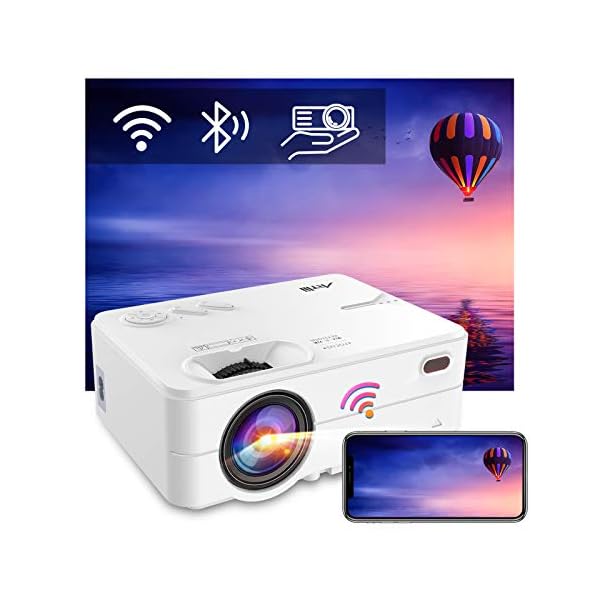 【2023 Upgraded】Artlii Mini Projector, 5G Wireless WiFi Bluetooth Projector, Outdoor Portable Video Projector 1080P Supported with Keystone Correction (Enjoy2)