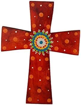 Costa Rican hand painted wall cross (Medium - Red)