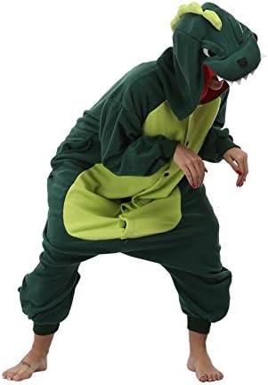 FS Unisex Adult Onesie Pajamas Green Dinasour Animal Costume Sleepwear Cosplay