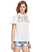 Floerns Women's Doll Collar Floral Embroidered Blouse White M