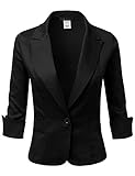 DRESSIS Women's Roll Up Sleeve Single Buttoned Blazer Jacket S to 3XL (12 Colors)