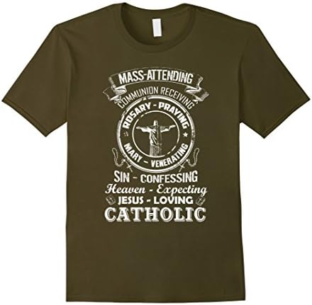 Men's Catholic Shirt - Jesus Loving Catholic Tshirt Medium Olive