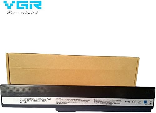YGR New Laptop Replacement Battery For ASUS A31-K52 A32-K52 A41-K52 A42-K52 A31-B53 K52L681, A52 A52F K42 K42J K52F A42 Series X42 Series K42Je A42J x42j K42d 5200mAh/6-cell Notebook Battery