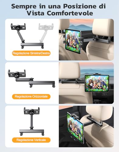 EOIWUY Car Headrest Tablet Holder, [Foldable & Extendable] 360° Rotation Tablet Car Holder, Kids Accessories Compatible with iPad, Galaxy Tab and All Devices 4.7-12.9 Inches
