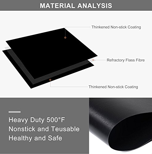 Teletrogy Grill Mat, Set of 5 Non-stick BBQ Grill & Baking Mats Reusable and Easy to Clean Cooking Accessories for Gas, Charcoal, Electric Grill and Kitchen Oven or Your Smoker -15.7 x 13 Inch (Black)