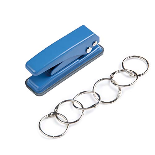 Single Hole Punch Heavy Duty Paper Hole Puncher Small One Hole Punch with Extra 6 Book Rings - Thumbnail 7