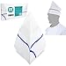 [50 Pack] White Paper Chef Hat with Blue Stripe - Disposable Cap for Food Server