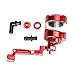 OUMURS Motorcycle Brake Clutch Cylinder Fluid Reservoir Oil Cup with Mounting Bracket Set CNC Machined Aluminum Transparent PMAA Universal Fits For Honda Yamaha Suzuki Harley Ducati CBR GSXR YZF (Red)