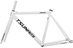 BSFHQS 700C Fixed Gear Bike Frameset 49CM 52CM 55CM 58CM Aluminum Alloy Racing Track Bike Frame C Brake Bike Frame Quick Release Frame 100/120mm QR(White,55cm)