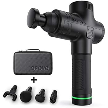 Massage Gun Muscle Massager Deep Tissue Percussion Portable Handheld Electric Body Massager Sports Drill Super Quiet Brushless Motor Cordless, opove M3 Pro Black