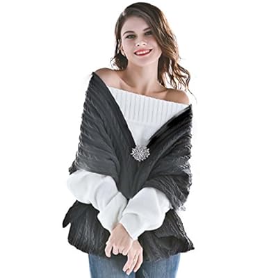 Aukmla Women's Knitted Scarf Pashminas Shawls and scarves Poncho with Brooch (Grey) Aukmla Women's Knitted Scarf Pashminas Shawls and scarves Poncho with Brooch (Grey)