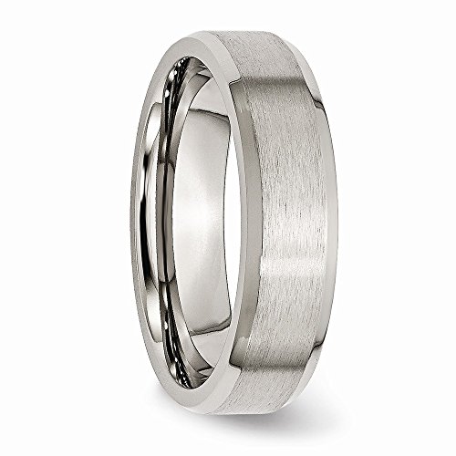 Chisel Titanium Beveled Edge 6mm Brushed and Polished Band - Size 9 - Thumbnail 3
