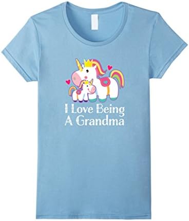 Women's Grandma Gift T-shirt Mothers Day Unicorn Grandmother Tee XL Baby Blue