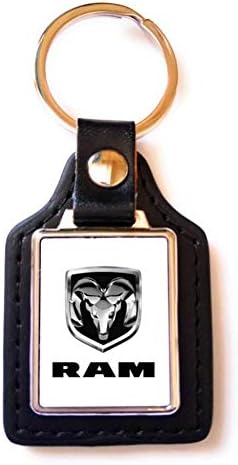 Print Corner Steel/Imitation Leather Dodge RAM Keyring White