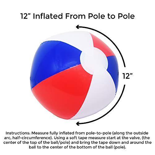 image for Beachgoer 12-Inch Bulk Pack of 12 Red White Blue Beach Ball - Patrioti