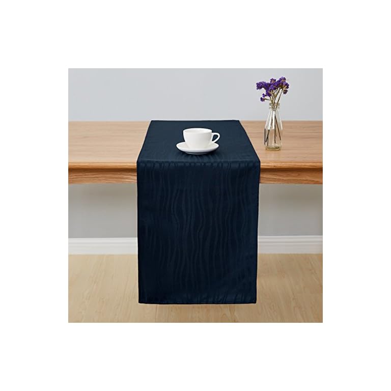 Deconovo Jacquard Damask Table Runner Vibrant Waves Wrinkle and Water