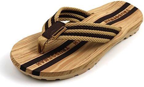 Men's Flip Flops Super Soft PU Rubber Summer Sandals Lightweight Rubber Sole Comfort Thongs(Brown43/9.5)