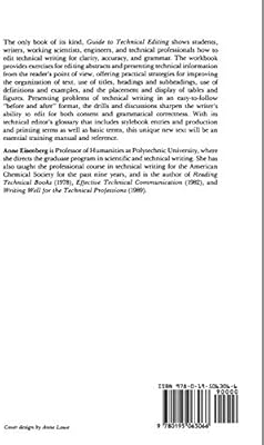 Guide To Technical Editing Discussion Dictionary And Exercises Eisenberg Anne 9780195063066 Amazon Com Books