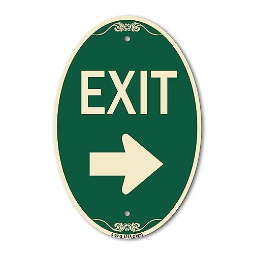 SignMission Designer Oval Series Sign - Parking Lot Sign Exit Sign (Right Arrow…