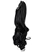 Ponytail Hair Extensions Clip in 24 Inch Black Synthetic Claw Clip Pony Tail Hairpieces 120 Grams Long Natural Curly Ponytail Wigs Clip-ins, 1B