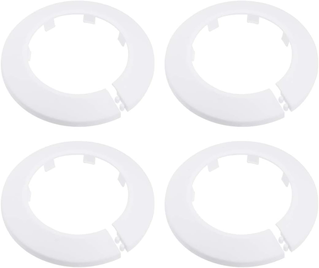 sourcing map 63mm Pipe Cover Decoration PP Plastic Water Pipe Escutcheon White 4pcs, 64 mm