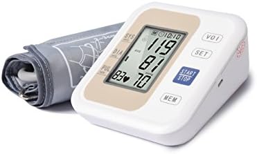 Yxbaby Blood Pressure Monitor Automatic Arm Sphygmomanometer Pulse Rate Monitoring Home Using Portable Digital Upper Body Tonometer Test Health Care, White