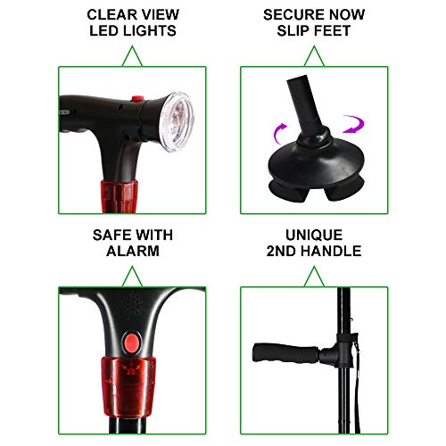 Urge Medical Clever Cane with LED Light,Travel Adjustable Folding