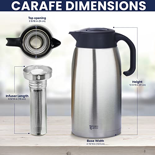 Coffee carafe & Tea carafe in one. 68oz 12hr heat retention ideal for