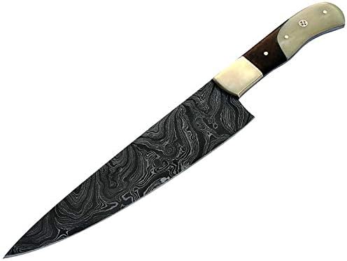 Chef knife kitchen knife handmade Damascus steel blade overall length 32.00 cm.Blade length 20.00 cm 2212