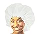 DONNA Super Jumbo Shower Cap for Women & Men – Waterproof Reusable Hair Protector for Roller Sets, Twists, Afros, Silk Wraps & Natural Styles, Large 17.5″ Diameter with Secure Elastic Band, WHITE
