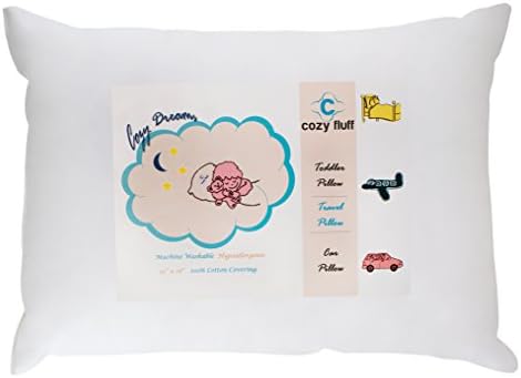 Toddler Pillow/Travel, 13 X 18, White + Cover 100% Cotton (Pillow With Pillow Case)