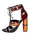 Cape Robbin Women Mixed Media Open Toe Color Block Chunky Heel Sandal HJ91 Orange 11