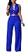 roswear Women's Plus Size Plunge Neck Button Up Dressy Jumpsuits Royal Blue XL