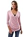 PattyBoutik Women's Faux Wrap High Low Hem Twinset Blouse (Pink L)