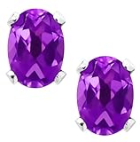 1.50 Ct 7X5mm Natural Purple Amethyst Sterling Silver Earrings