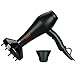 MHU Professional Infrared Ionic Hair Dryer With Concentrator & Diffuser 1875w AC Motor 2 Speed And 3 Heating 2.65M Salon Cable Blow Dryer, Black