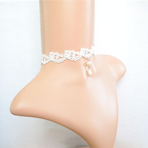 Grace White Flower Lace Gothic Lolita Beads Pendant Choker