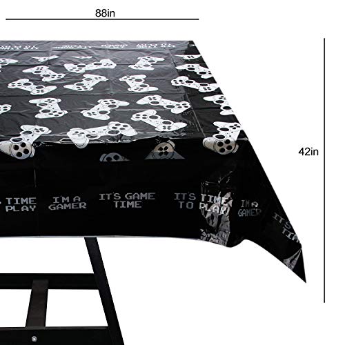 177 Piece Video Gaming Party Supplies Set Including Banner, Plates, Cups, Napkins, Tablecloth, Spoon, Forks, and Knives, Serves 25