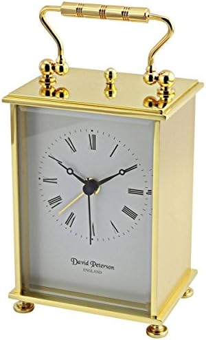 Gold Flat Brass Quartz Carriage Alarm Clock by David Peterson