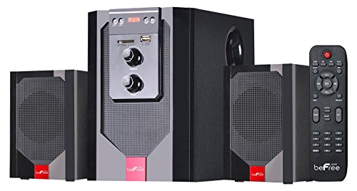 beFree Sound 2.1 Channel Surround Sound Bluetooth Speaker System, Red